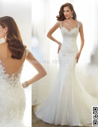 Amazing Lace Wedding Dress Sweetheart Sleeveless Sexy Backless Beaded Mermaid Wedding Dresses Vintage Wedding Dress 2015  M73