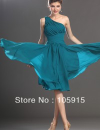 Elegant Turquoise Kimono A-Line Knee-Length Ruffles Short Prom Evening Dresses Party Dress Girl's Dresses Chiffon XH09