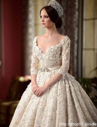 Charming Luxury Lace Wedding Dress Vestido De Noiva Longo Online Shop China 3/4 Sleeve Long Train Vintage Wedding Dress W1158