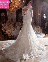 Robe De Mariage Mermaid Wedding Dresses 2016 Long Sleeve Lace Wedding Gowns Vestido De Noiva Sereia Sexy Bridal Gowns New MM07