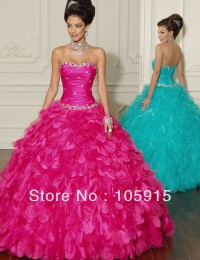 Fashion Corset Turquoise/Rose With Beads Crystal Ball Gown Quinceanera Dresses Graduation Dresses With Jacket Organza CN-67
