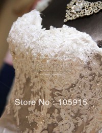Free Shipping Real Sample See Through Corset Lace Beads With Long Train Mermaid Wedding Dresses Bridal Gowns Organza VC-73