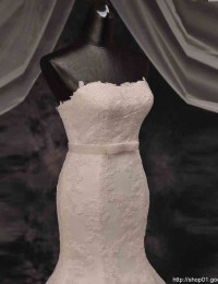 Robe De Mariage Fashionable Strapless Mermaid Wedding Dresses With Sash Lace Wedding Dress Vestido De Noiva Casamento 2015 MM02