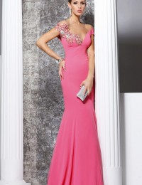 Vestidos De Fiesta Custom Made Elegant Pink Applique With Beads Mermaid Prom Party Dresses Women Evening Dresses Satin LB07