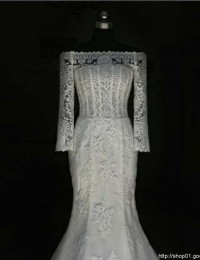 Fashionable Custom Made Off The Shoulder Elegant Long Train See Through Lace Mermaid Wedding Dresses Robe De Mariage 2015 MK-7