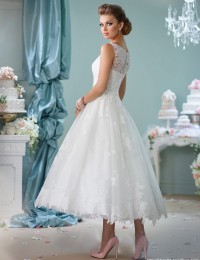 Mid-Calf Lace Wedding Dresses White Vestido De Noiva Curto With Sash Wedding Gowns Robe De Mariee 2016 Sexy Custom Made W1123E