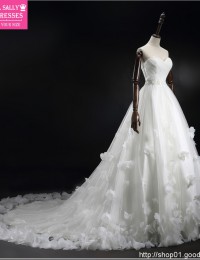 Romantic Chapel Train Flower Appliques Shopping Sales Online Vintage Wedding Dress Gowns Robe De Mariage Csamento 2015 BW-10