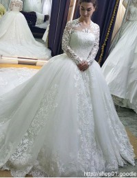 Robe De Mariage Ball Gown Wedding Dresses Long Sleeve Muslim Wedding Gowns Bridal Dresses Vestido De Noiva Bridal Dresses W1165