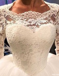 China Online Store A-Line 3/4 Sleeve Wedding Dresses Vintage Wedding Gowns Floor Length White New Design Bridal Gowns W122426
