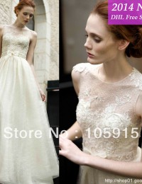 Custom Made Fashion Charming With Pearls Beads Sequins Lace See Through Wedding Dresses Tulle VC-80