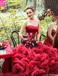 Red Mermaid Wedding Dresses Sweetheart Chapel Train Photography Wedding Gowns Tiered Ruffles Vestido De Noiva 2016 Sexy PH-36