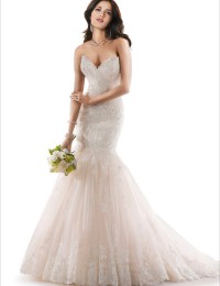 Exquisite Fascinating Champagne Sweetheart Strapless Rhinestone Lace Up Wedding Dress Mermaid Bride Wedding Gowns MH12