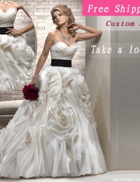 Wedding Dres 2013 New Design Ivory Sash Cascading Ruffles Strapless Sleeveless Custom Wedding Dress Wedding Ball Gowns JK013